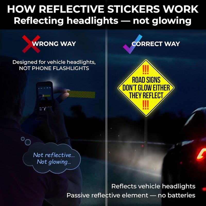 Loom Reflective Stickers | 67pc Brilliant Fl-YEL-Grn | Reflective Stickers for Helmet, Bike, Motorcycle, Hard Hat | Waterproof Reflectors for Car, Trailer | Bike Reflectors for Night Riding - Image 4